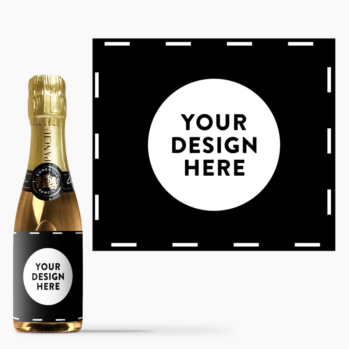 Mini-bouteille de vin mousseux personnalisée avec votre motif