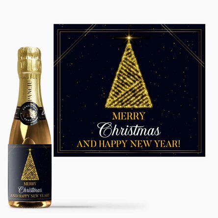 Mini-bouteille de vin mousseux personnalisée avec un message - Christmas Tree