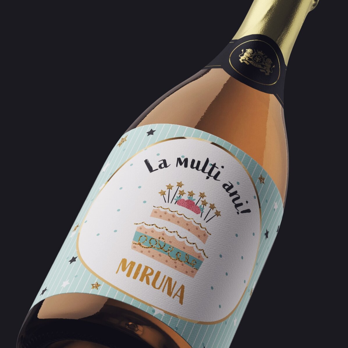 Mini-bouteille de vin mousseux personnalisée pour un anniversaire - Joyeux anniversaire !