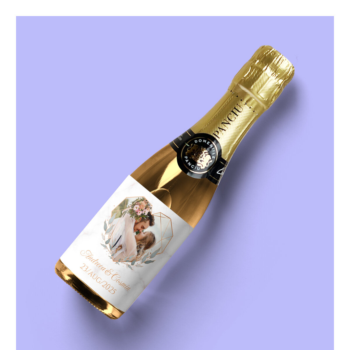 Mini-bouteilles de vin mousseux personnalisées