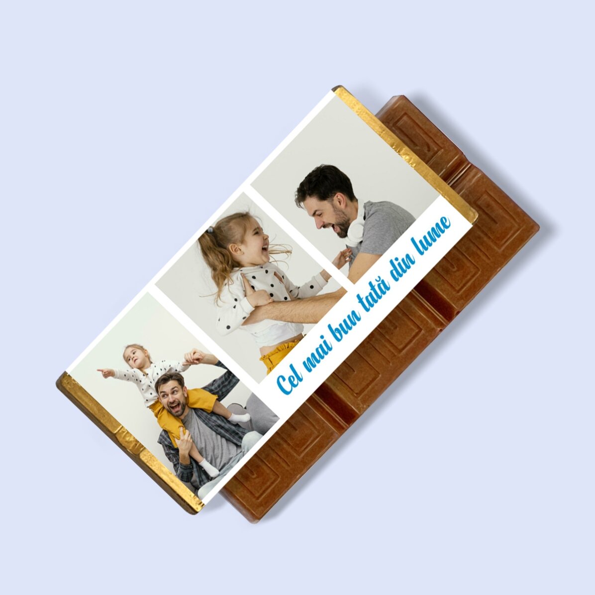 Mini-tablette de chocolat personnalisée avec 3 photos et un message