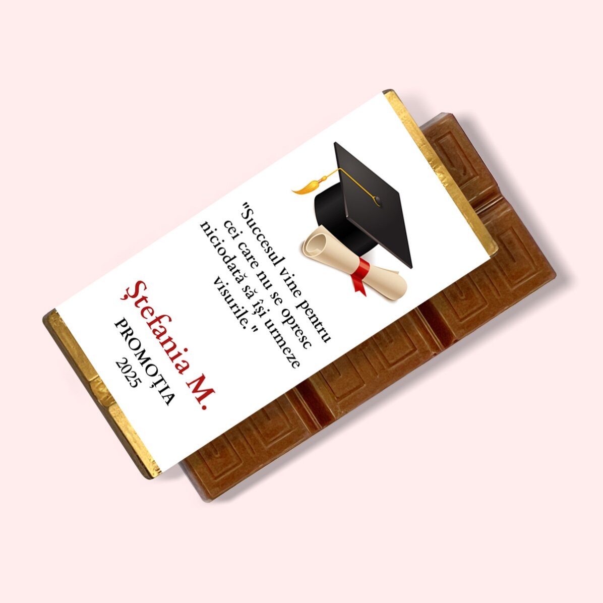 Mini-tablette de chocolat personnalisée avec un message - Remise des diplômes