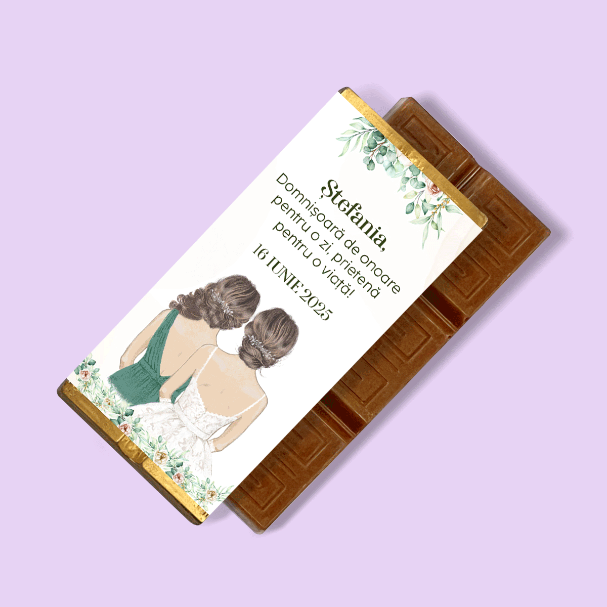 Mini-tablette de chocolat personnalisée avec un message - Demoiselle d
