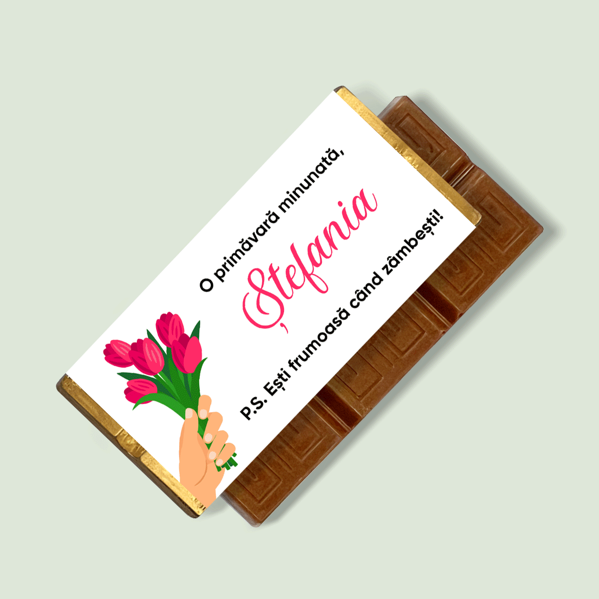 Mini-tablette de chocolat personnalisée avec un message - Fleurs de printemps
