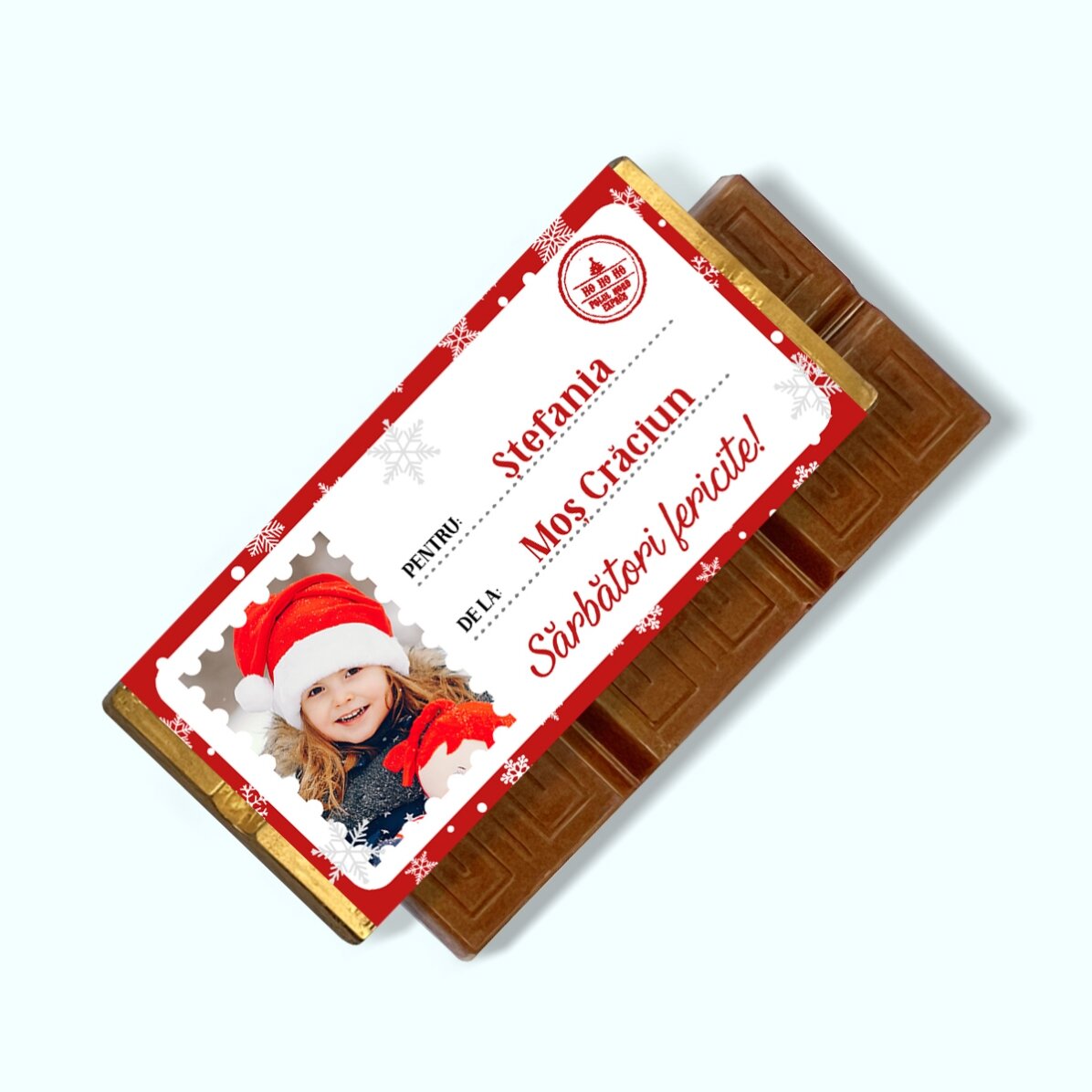 Mini-tablette de chocolat personnalisée avec une photo et un message - Avec toute mon affection, le 