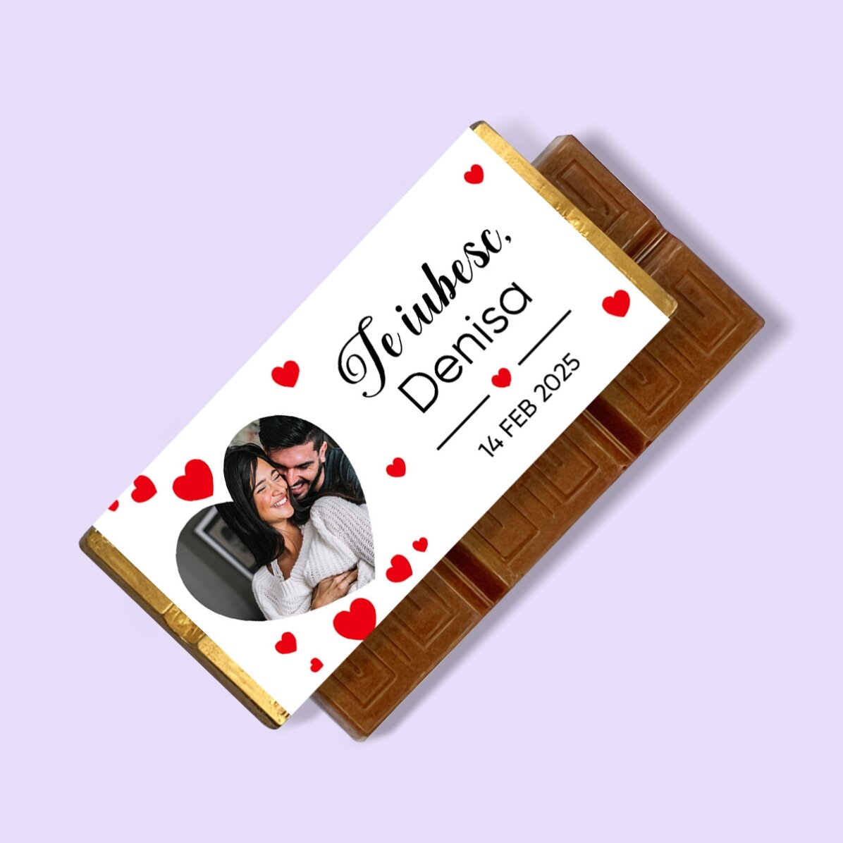 Mini-tablette de chocolat personnalisée avec une photo et un message - Je t