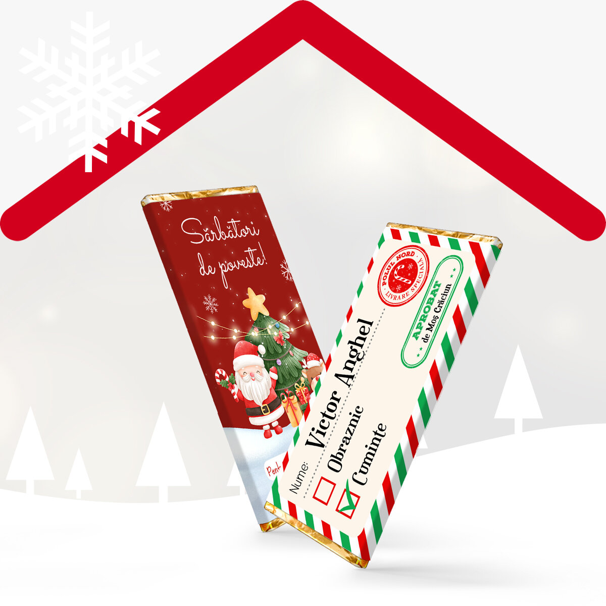 Mini-tablette de chocolat personnalisée pour Noël
