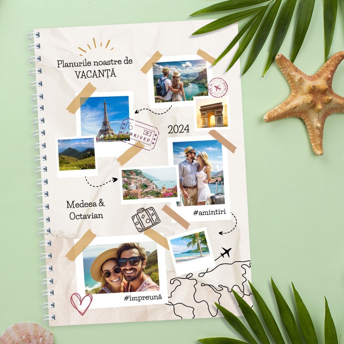 Carnet personnalisé avec 8 photos et du texte - Projets de vacances