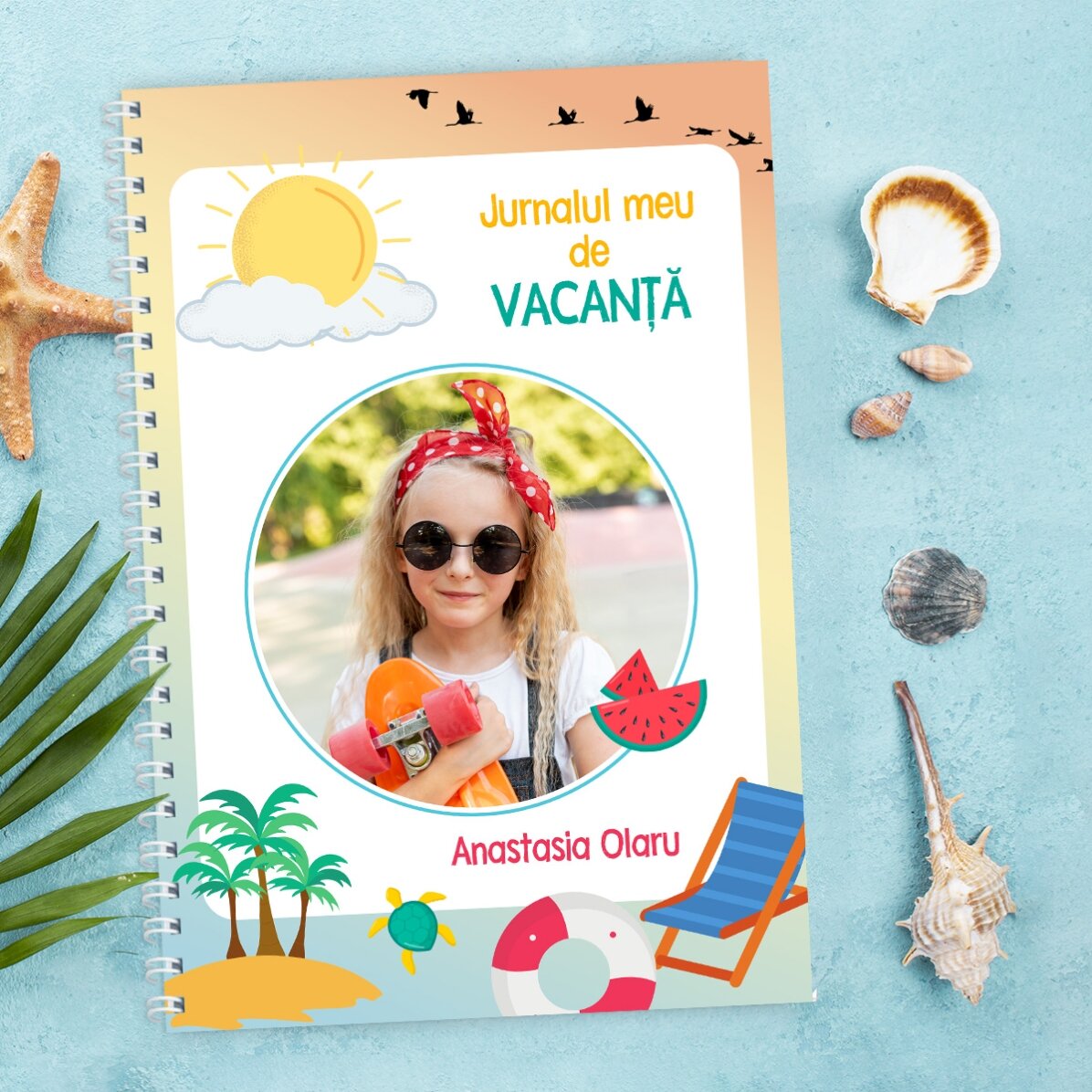 Carnet personnalisé avec une photo et un texte - Carnet de vacances