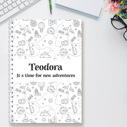 Personalised notebook with text - Time for new adventures