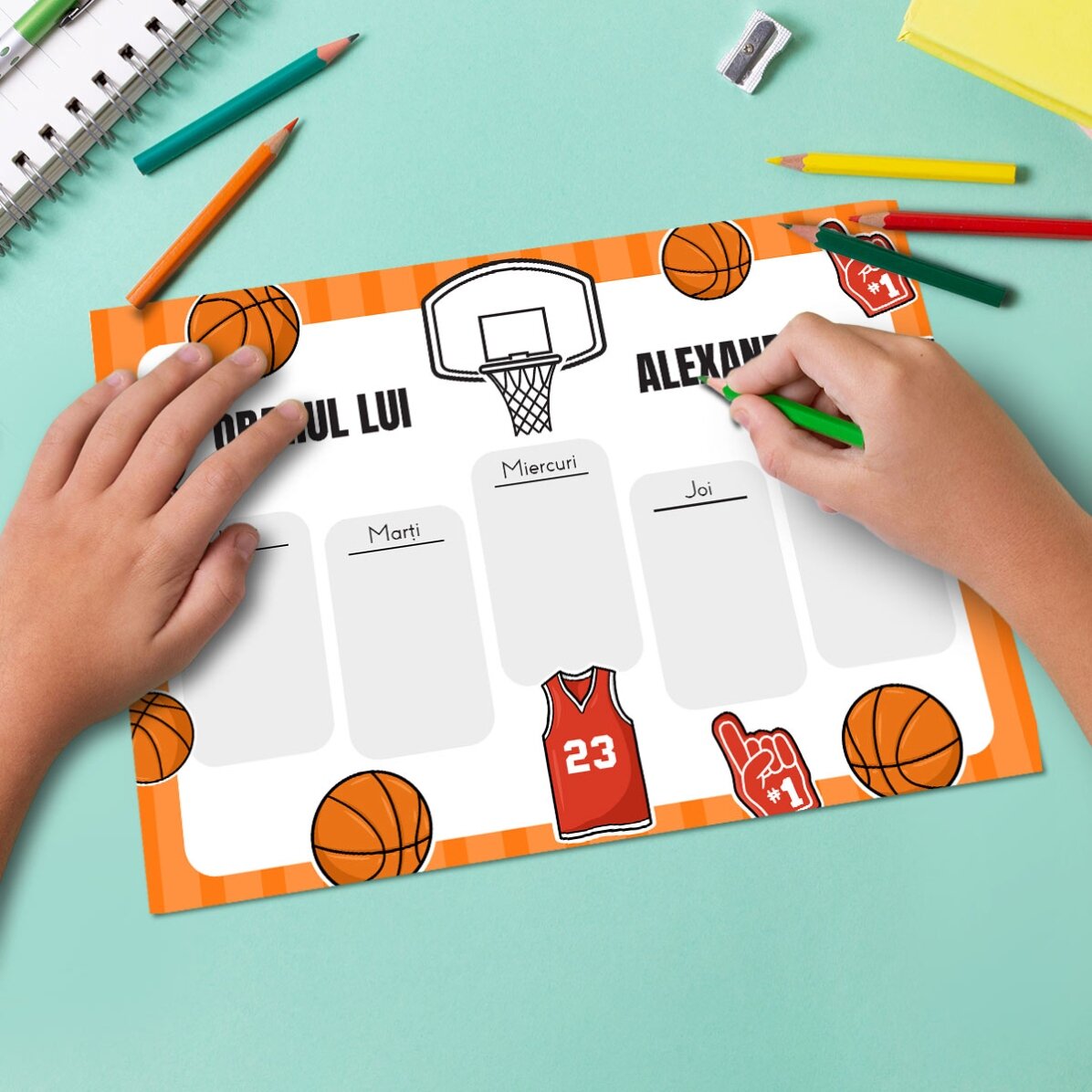 Emploi du temps personnalisé avec texte - Basket-ball