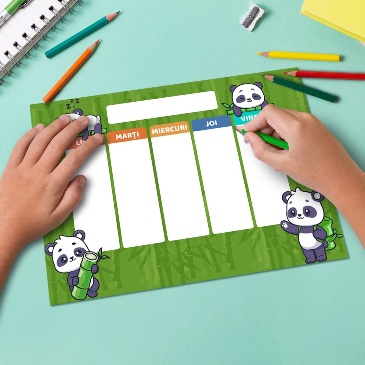 Emploi du temps personnalisé avec texte - Cute Panda
