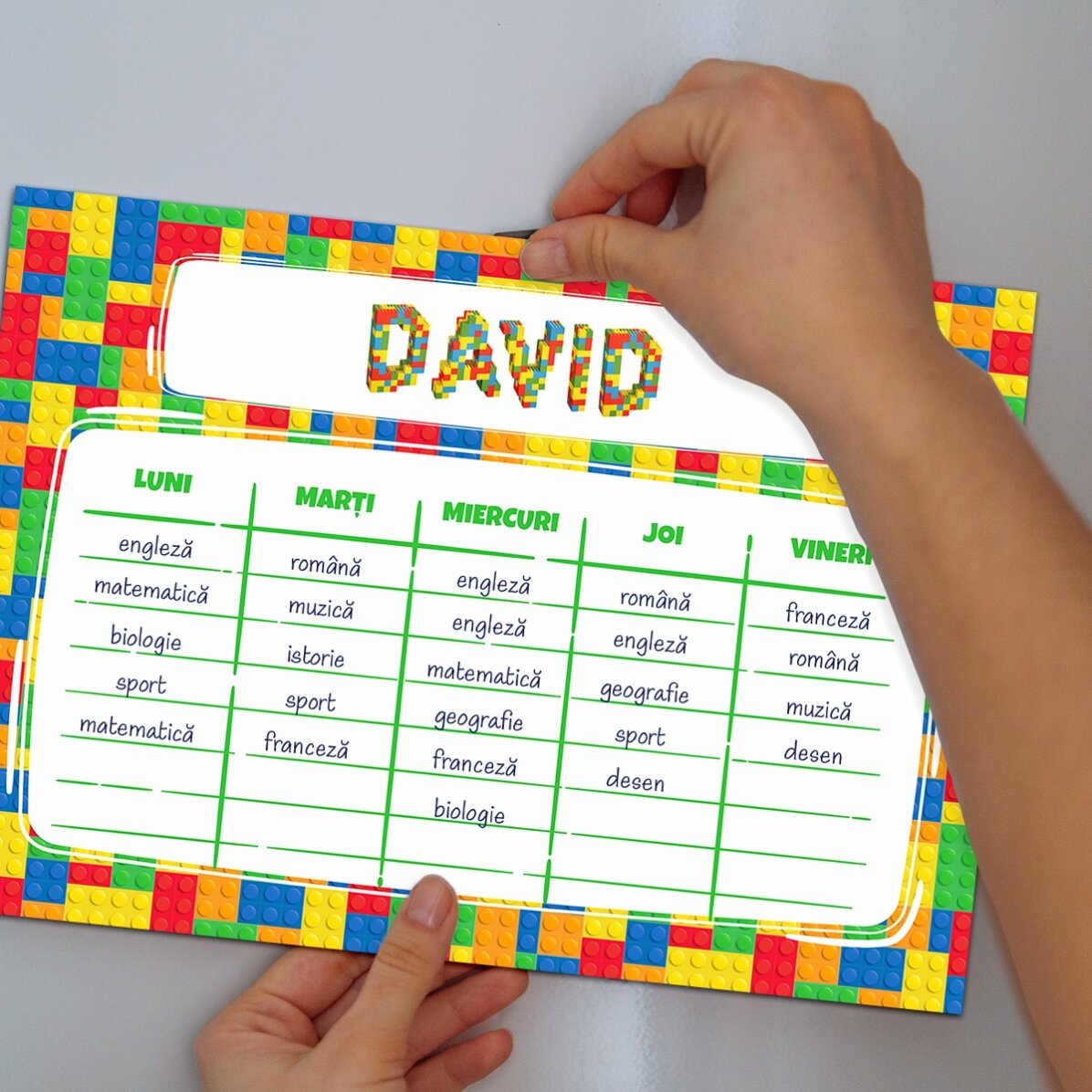 Personalised timetable with text - Lego