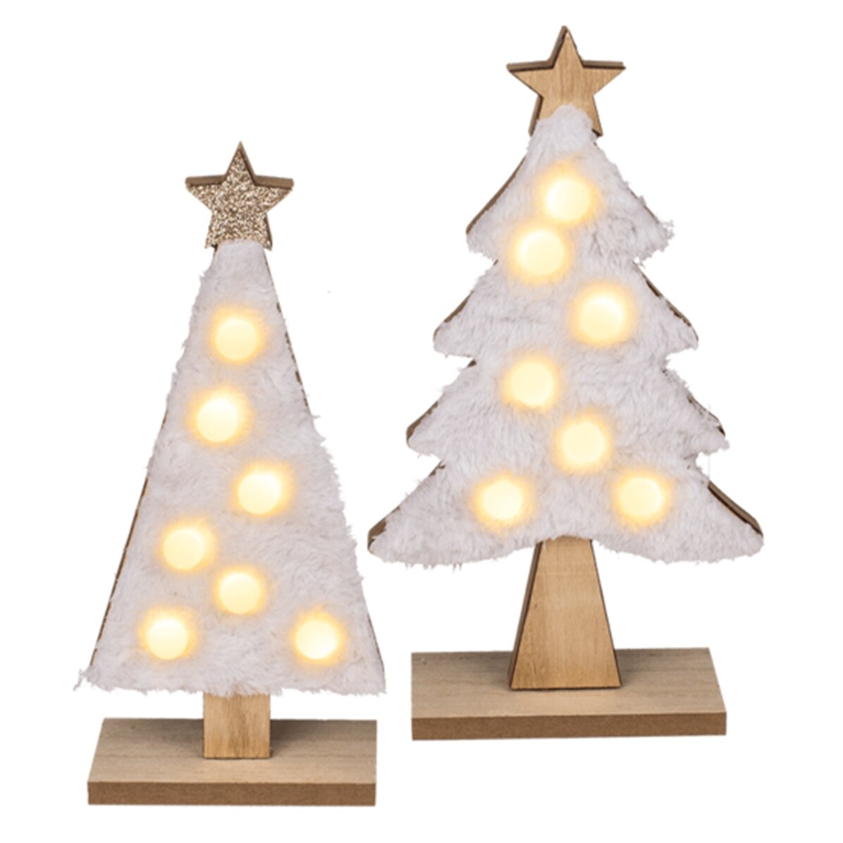Décoration en bois - Petit sapin de Noël avec des lumières