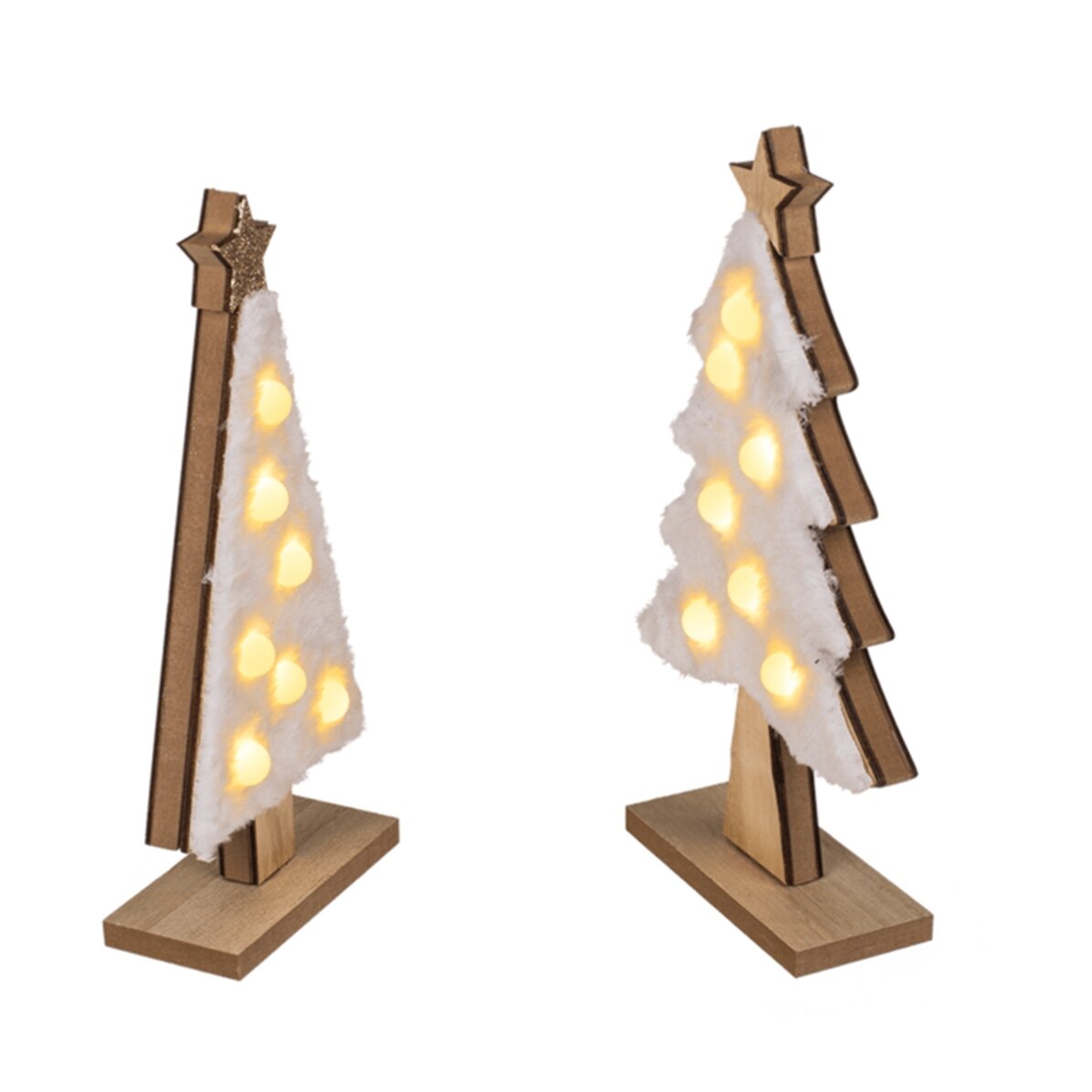 Décoration en bois - Petit sapin de Noël avec des lumières