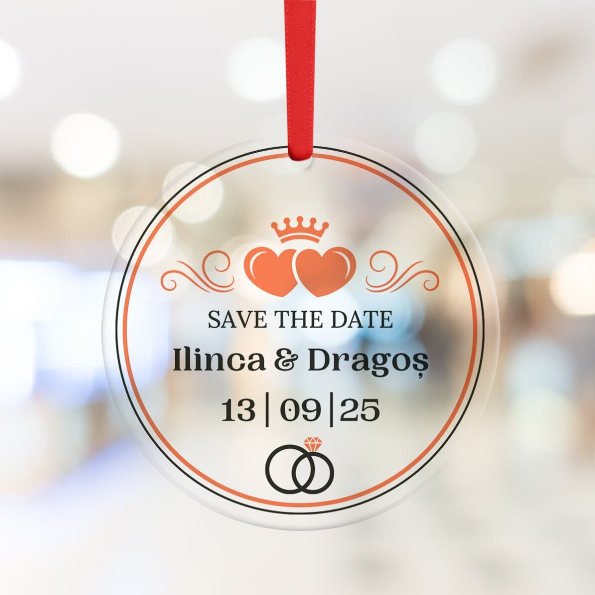 Décoration ronde personnalisée avec message - Save the Date