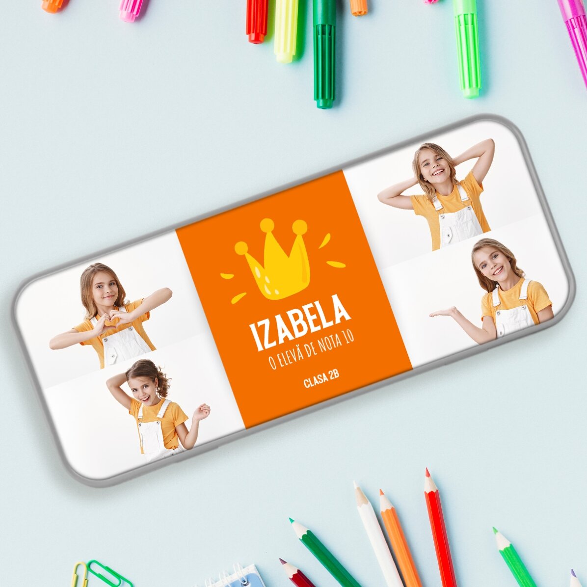 Trousse personnalisée avec 4 photos et un texte - Le meilleur élève