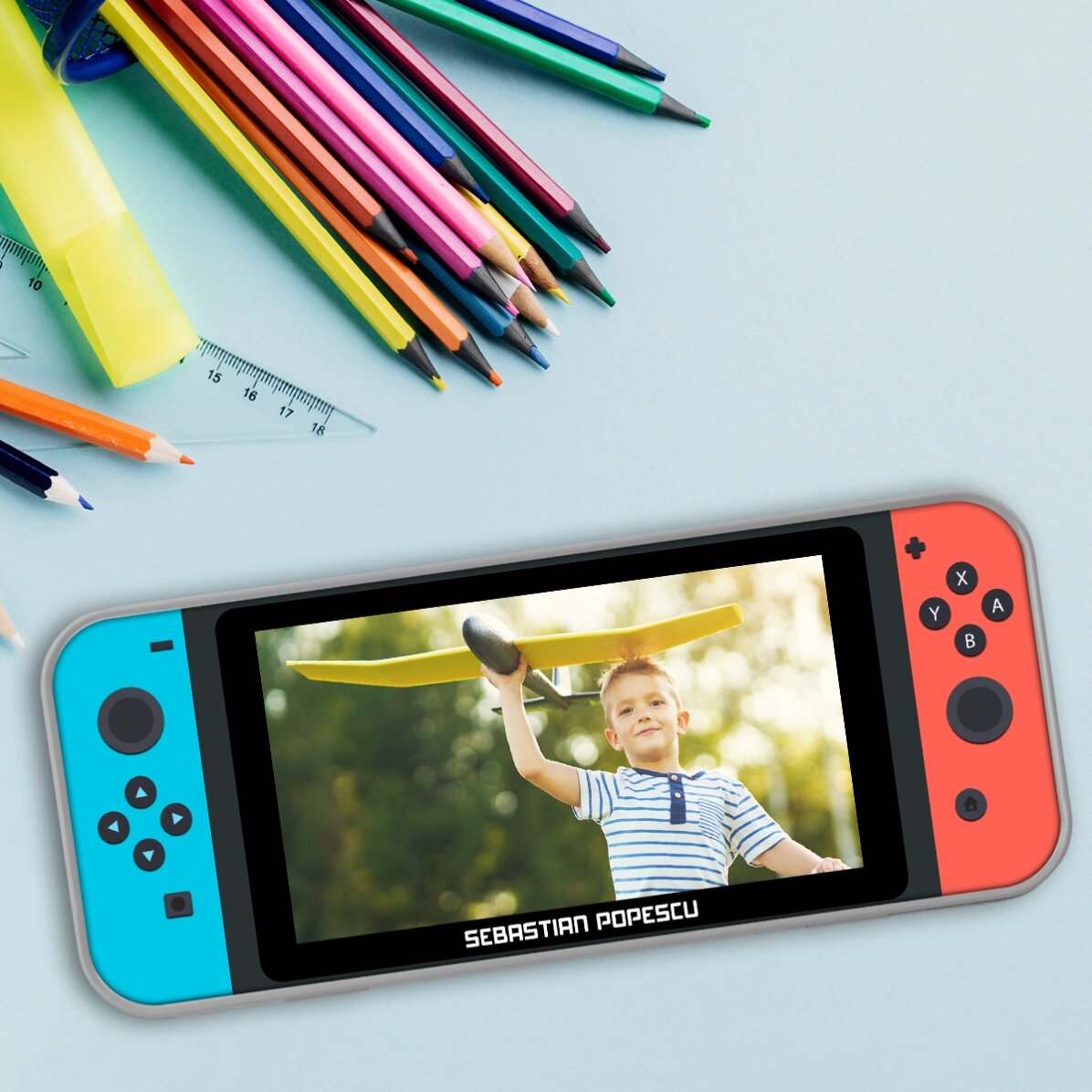 Trousse personnalisée avec une photo et un prénom - Console de jeux vidéo