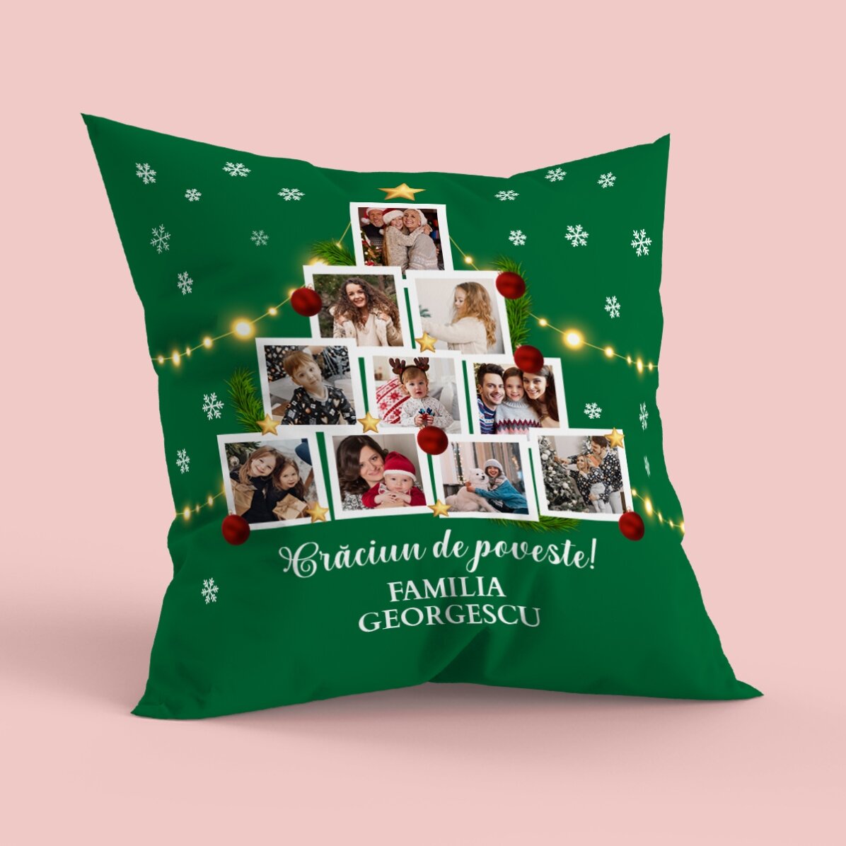 Personalised cushion with 10 photos and message - Christmas