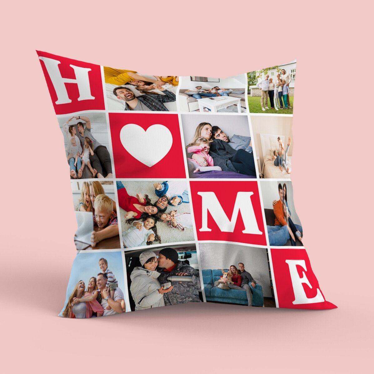 Coussin personnalisé avec 12 photos, grand format - Accueil