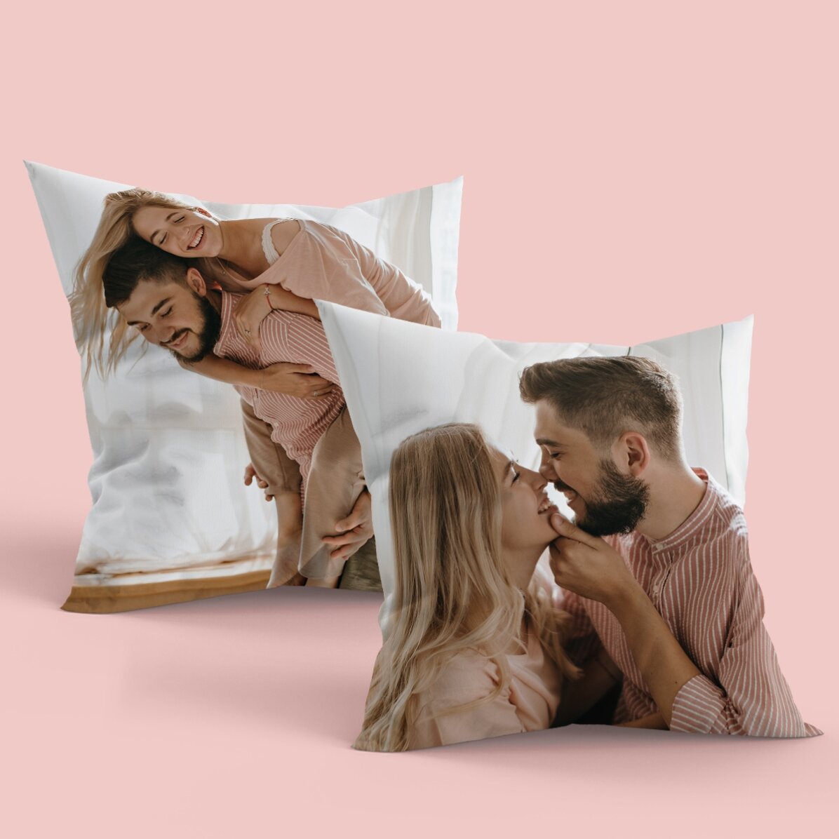 Coussin personnalisé avec 2 photos recto-verso
