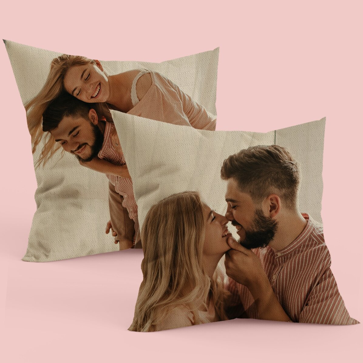 Coussin personnalisé avec 2 photos recto-verso