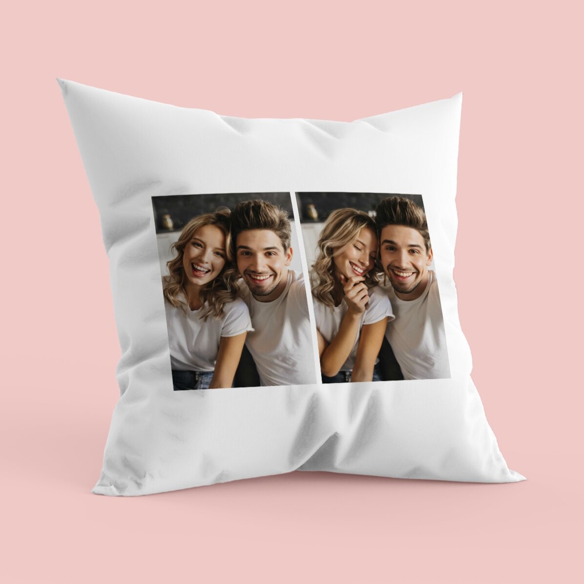Coussin personnalisé avec 2 photos en portrait