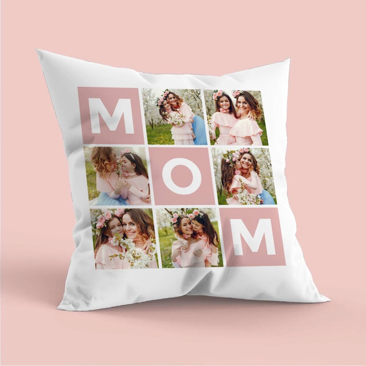 Coussin personnalisé avec 6 photos et un message - Family
