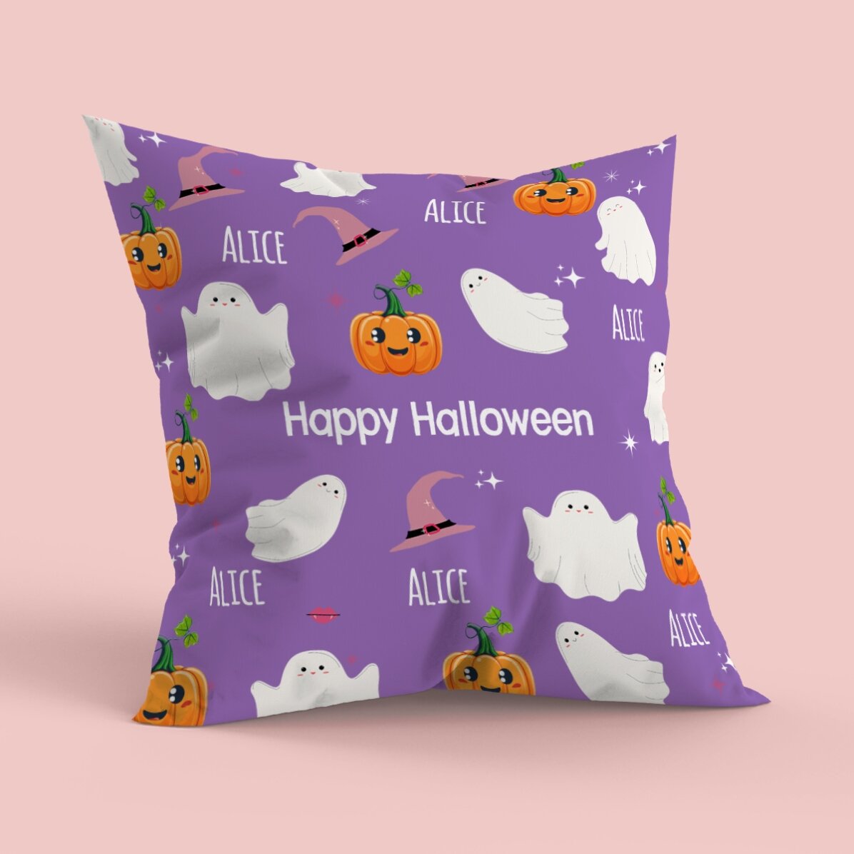 Coussin personnalisé avec inscription - Mignon Halloween