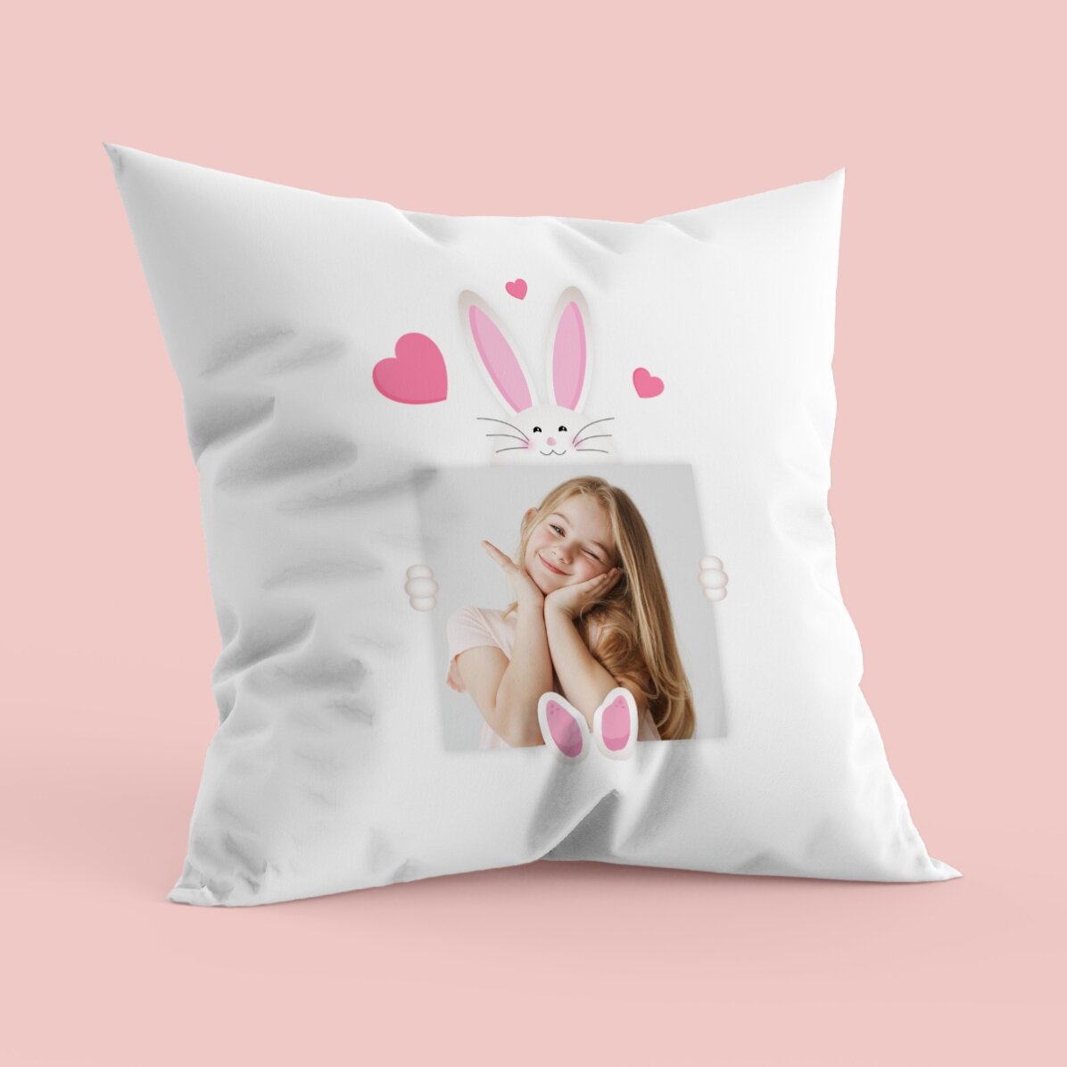 Coussin personnalisé avec photo - Le mignon petit lapin