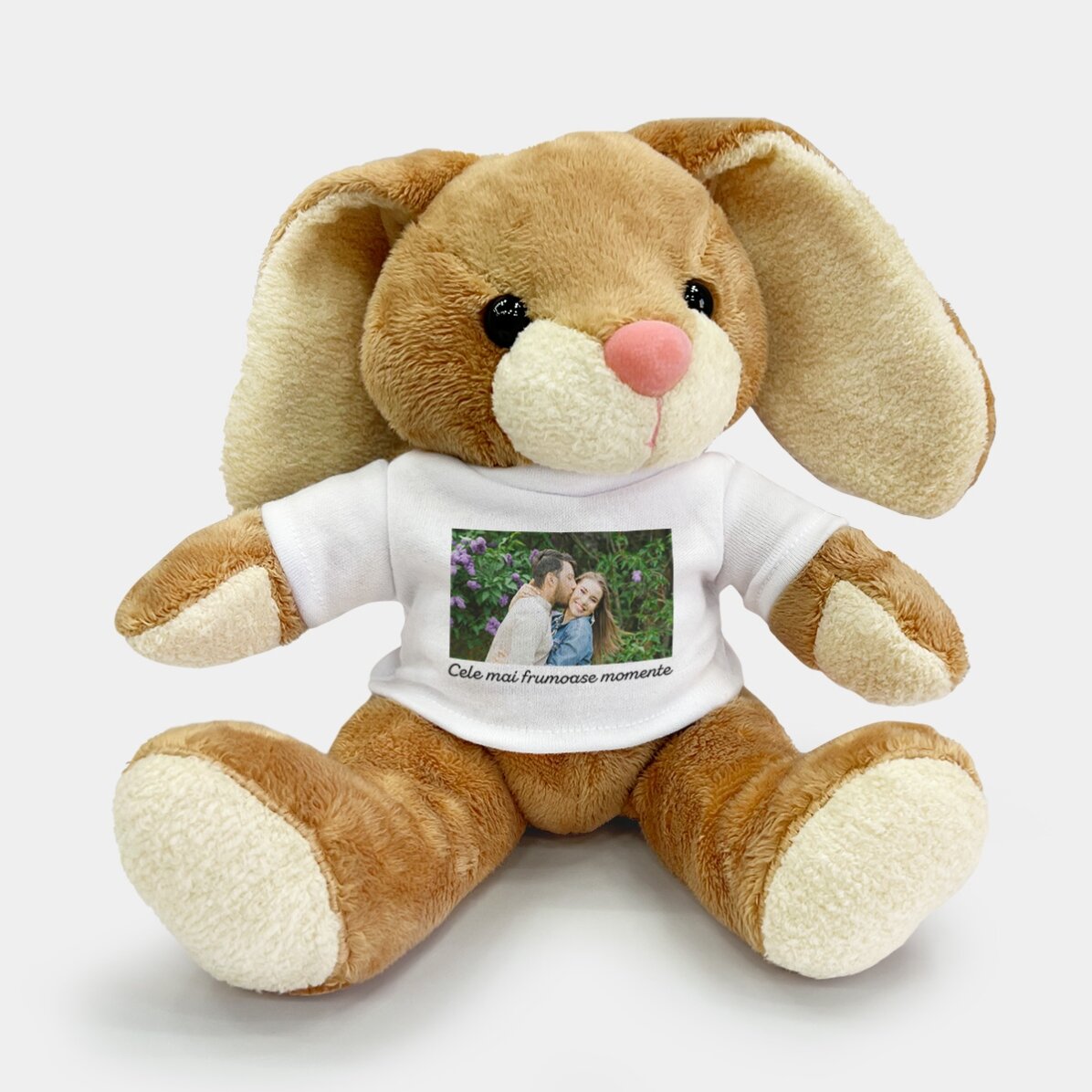 Lapin personnalisé avec une photo et un texte