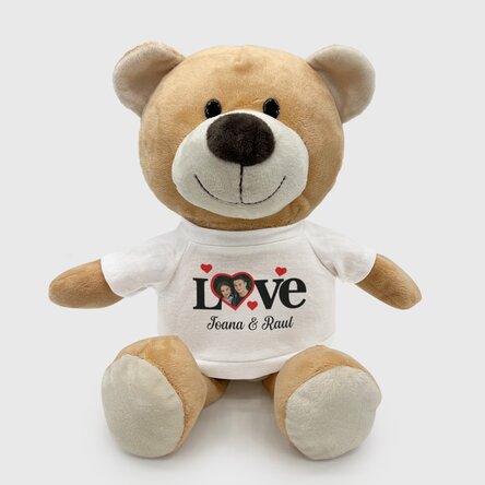 Personalised teddy bear with photo and text - Love