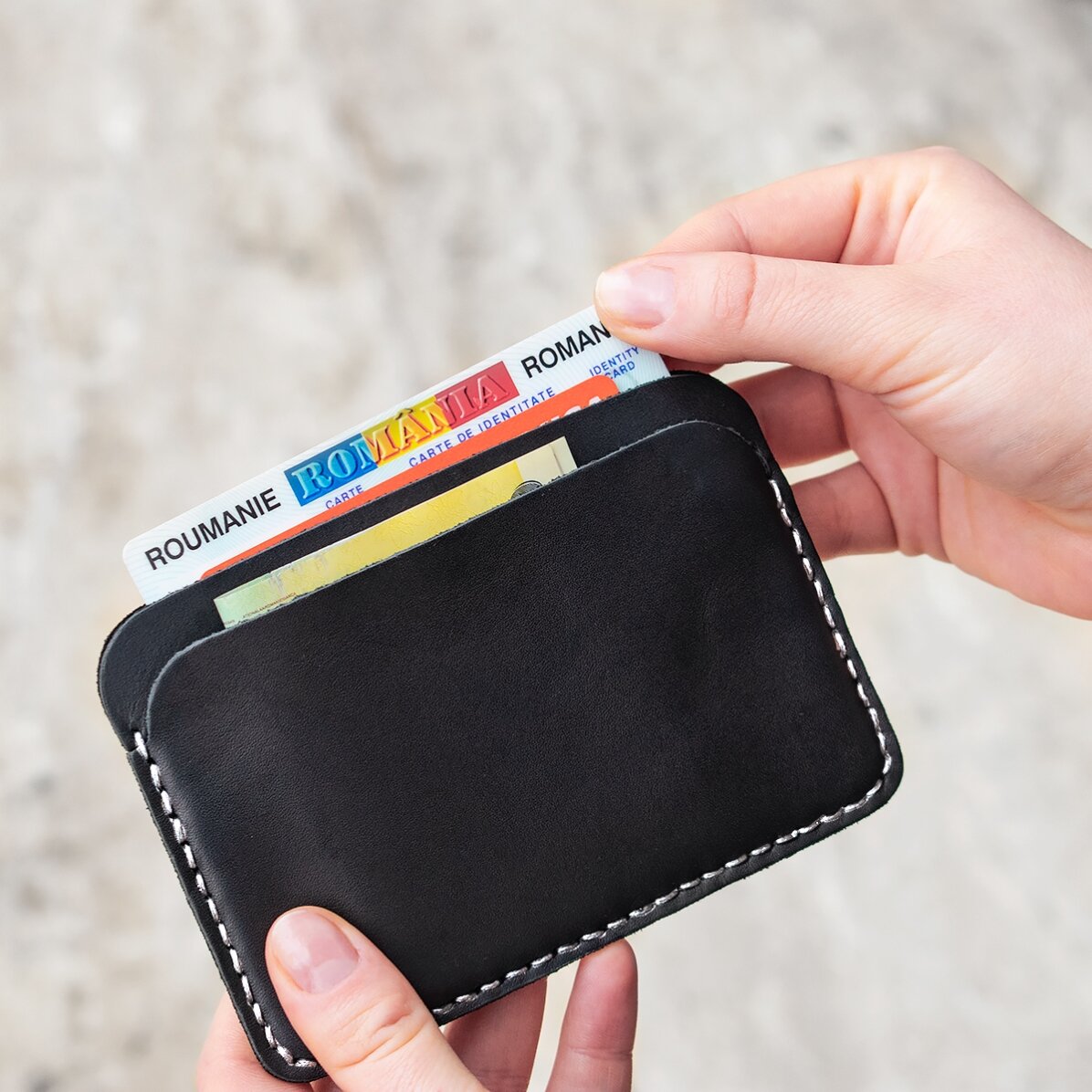 Portefeuille en cuir personnalisé, coloré, avec un message