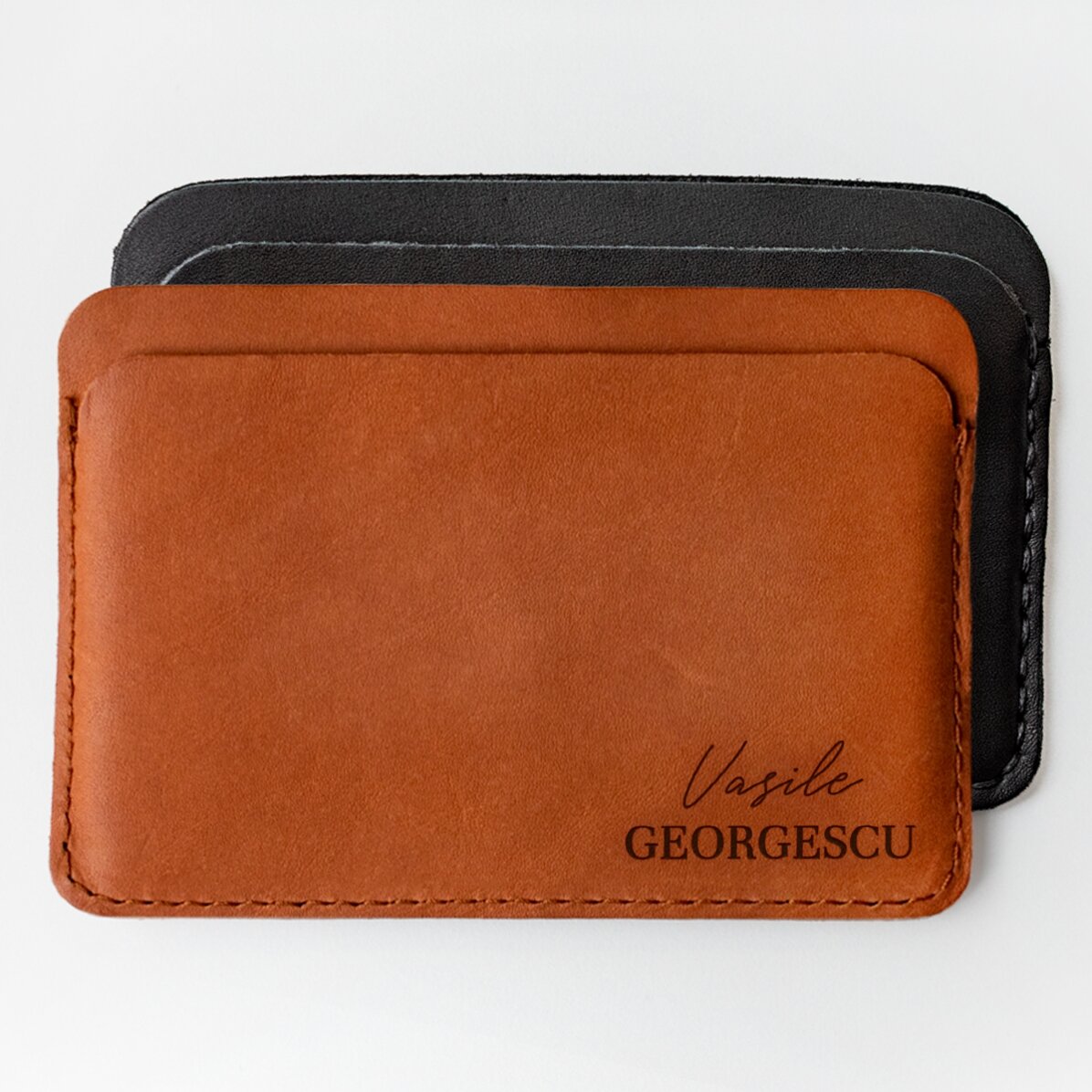Portefeuille en cuir personnalisé avec 2 noms