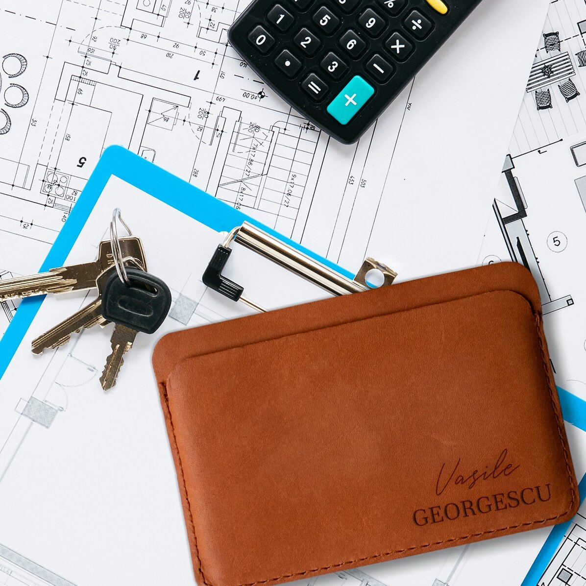Portefeuille en cuir personnalisé avec 2 noms