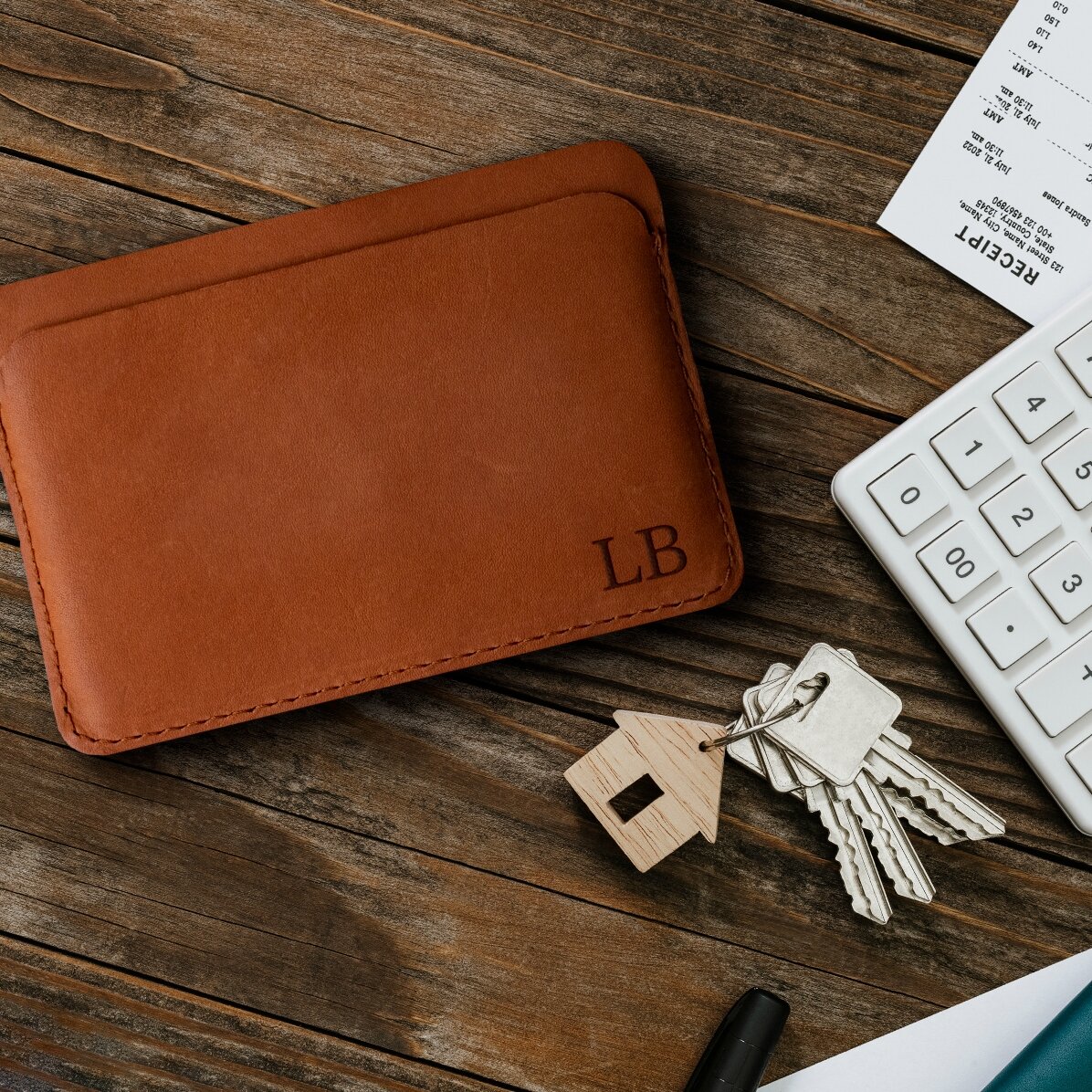 Portefeuille en cuir personnalisé avec des initiales