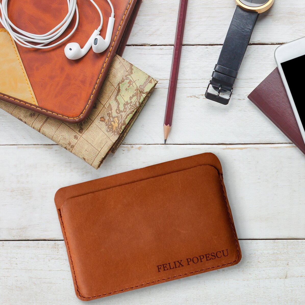 Portefeuille en cuir personnalisé avec un prénom