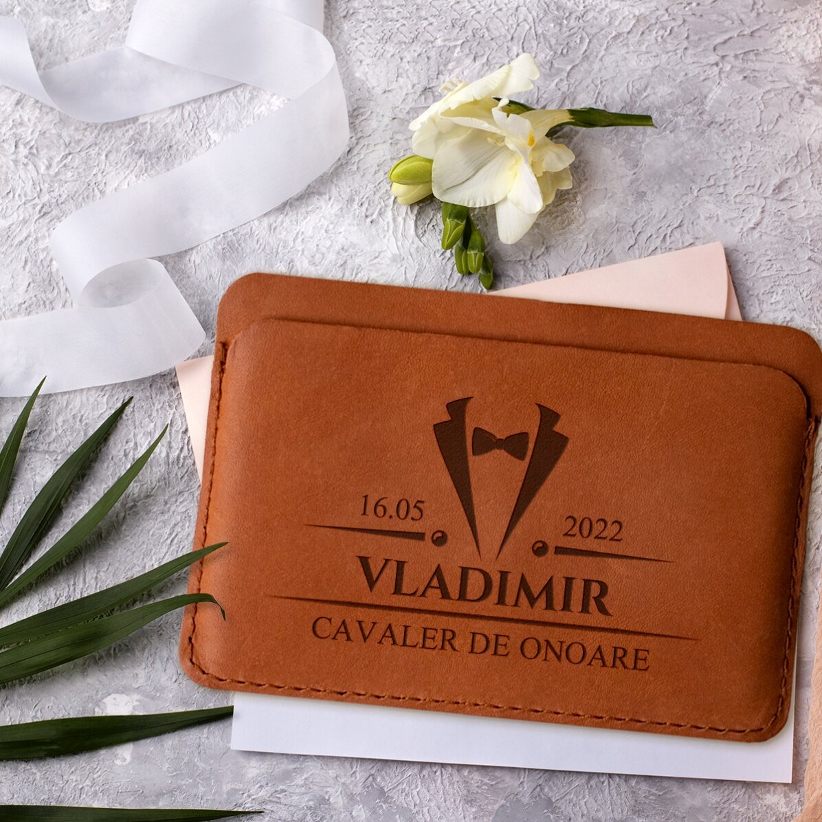 Portefeuille en cuir personnalisé avec inscription - Élégant