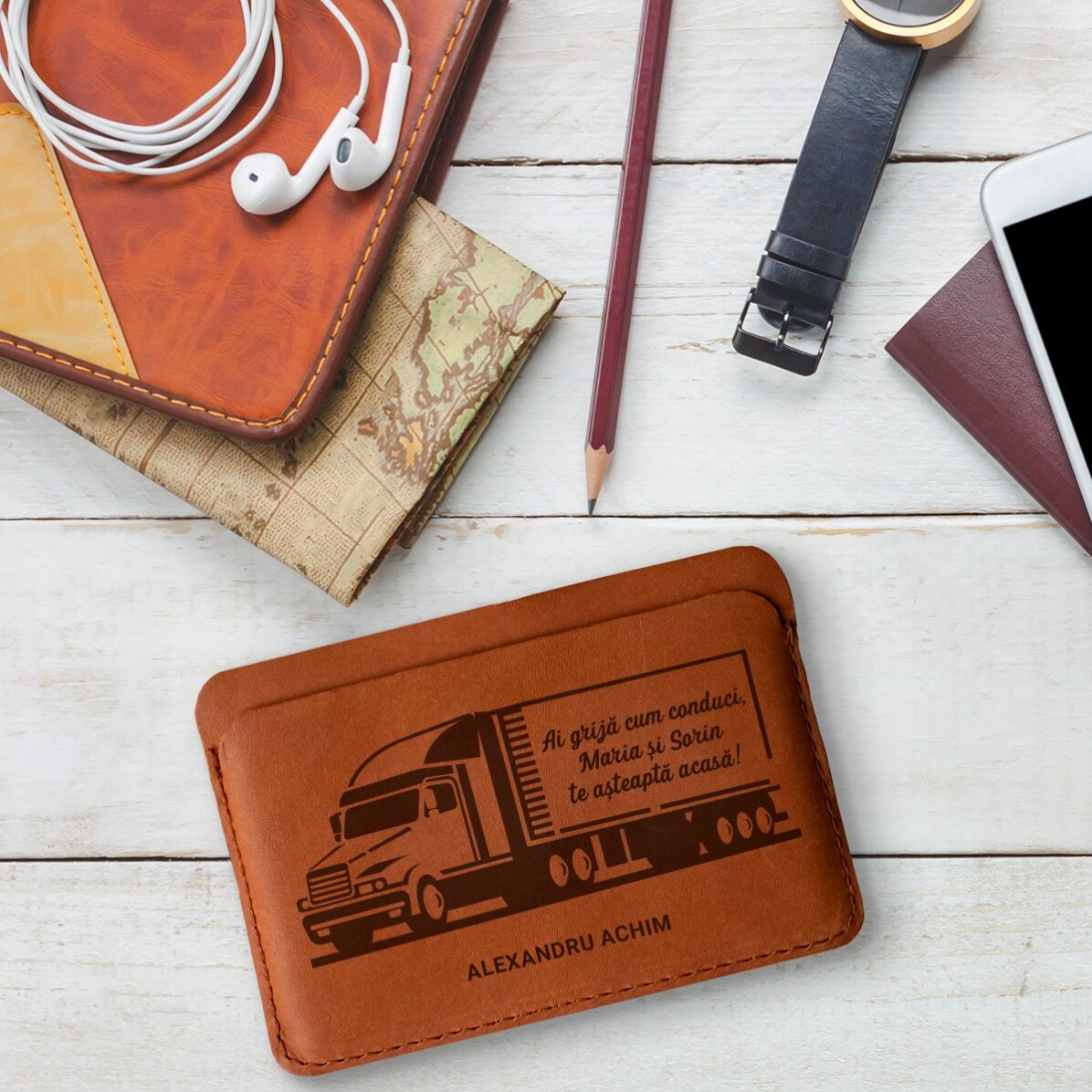 Portefeuille en cuir personnalisé avec inscription pour les conducteurs