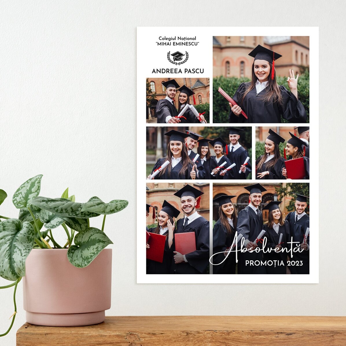 Affiche personnalisée avec 6 photos et un texte - Remise des diplômes