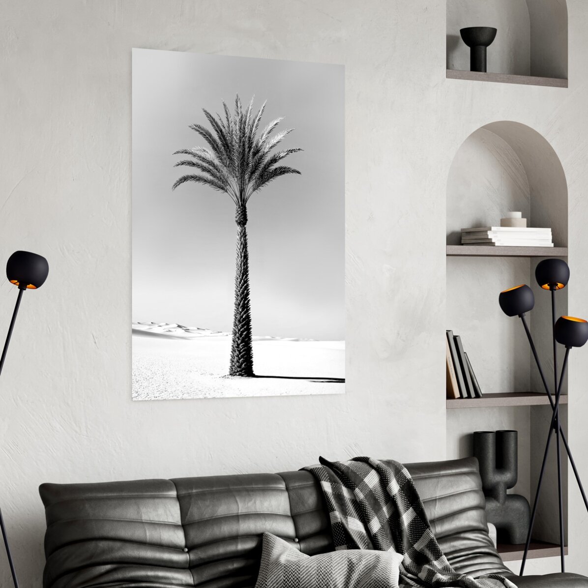 Affiche « Palmier en noir et blanc »