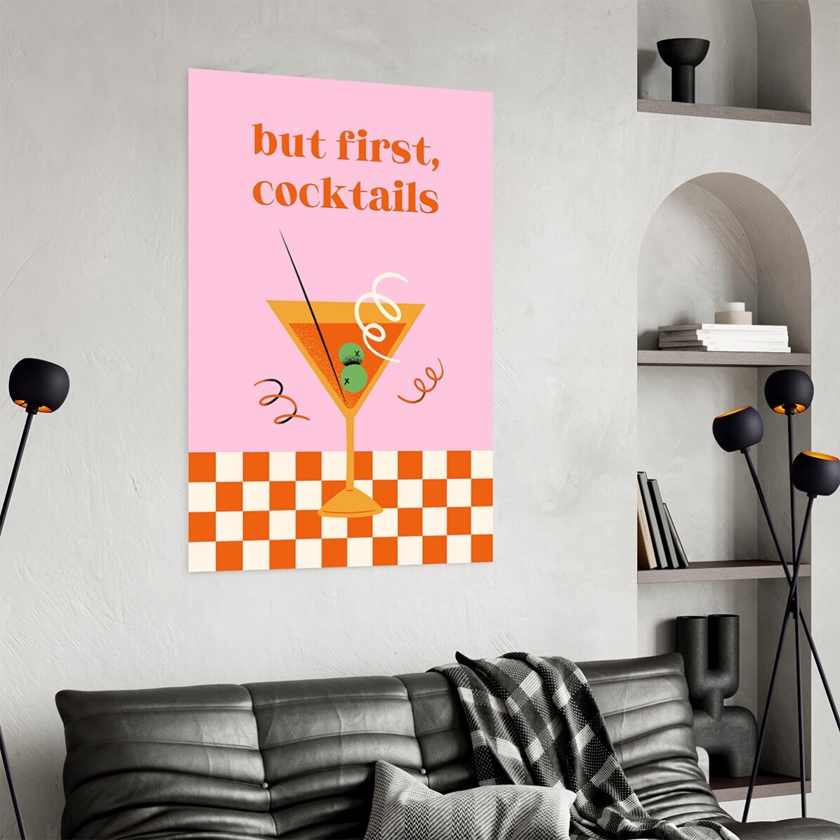 Affiche « But first, cocktails »