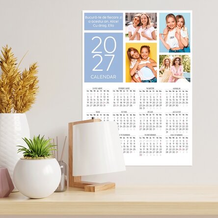 Affiche-calendrier personnalisée avec 4 photos et un message
