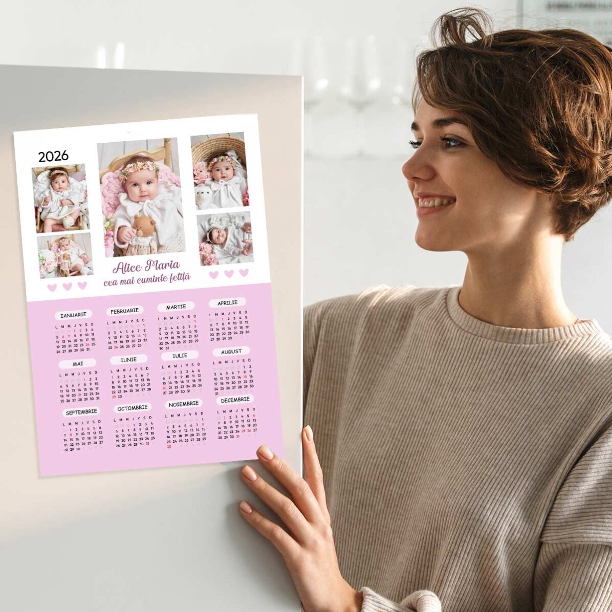 Affiche-calendrier personnalisée avec 5 photos et un texte - Bébé
