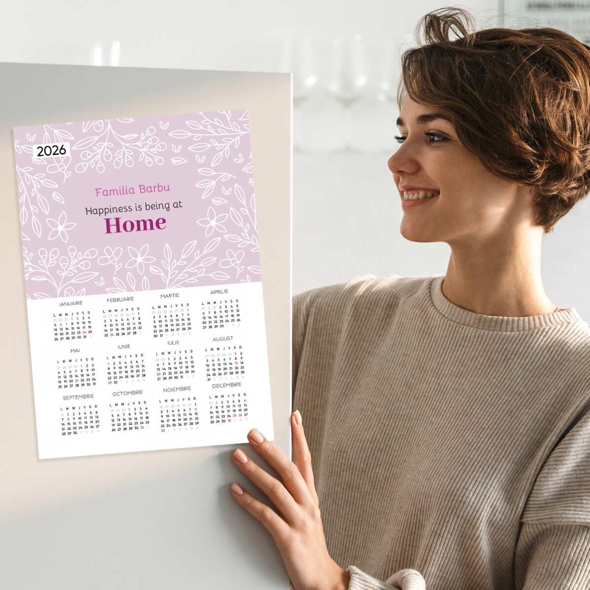 Personalised calendar poster with message