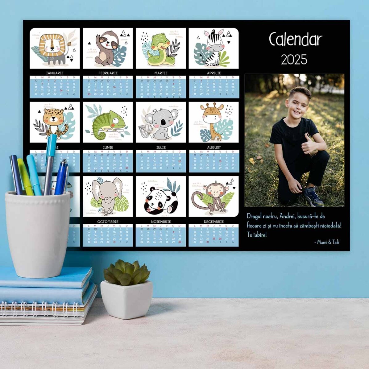 Affiche-calendrier personnalisée avec une photo et un message - Enfants