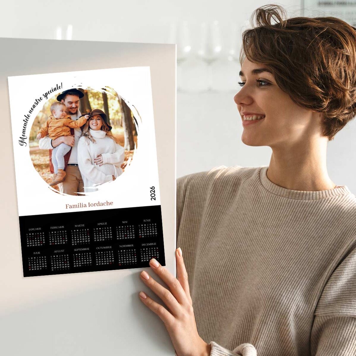 Affiche-calendrier personnalisée avec une photo et un message - Nos moments privilégiés !