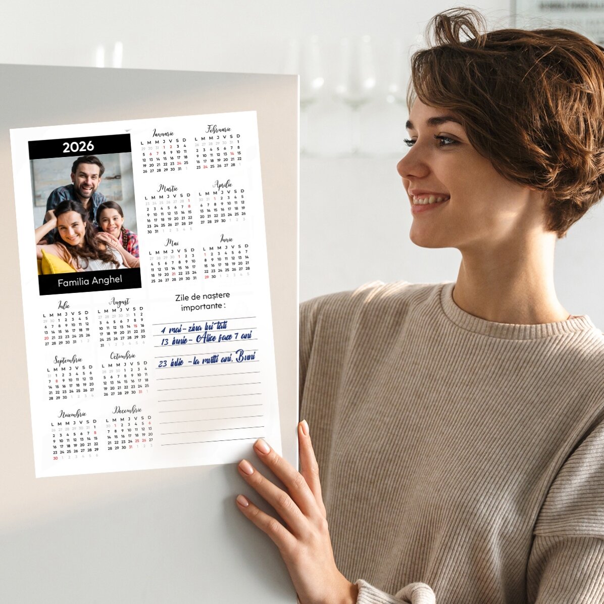 Affiche-calendrier personnalisée avec une photo et un message - Notite