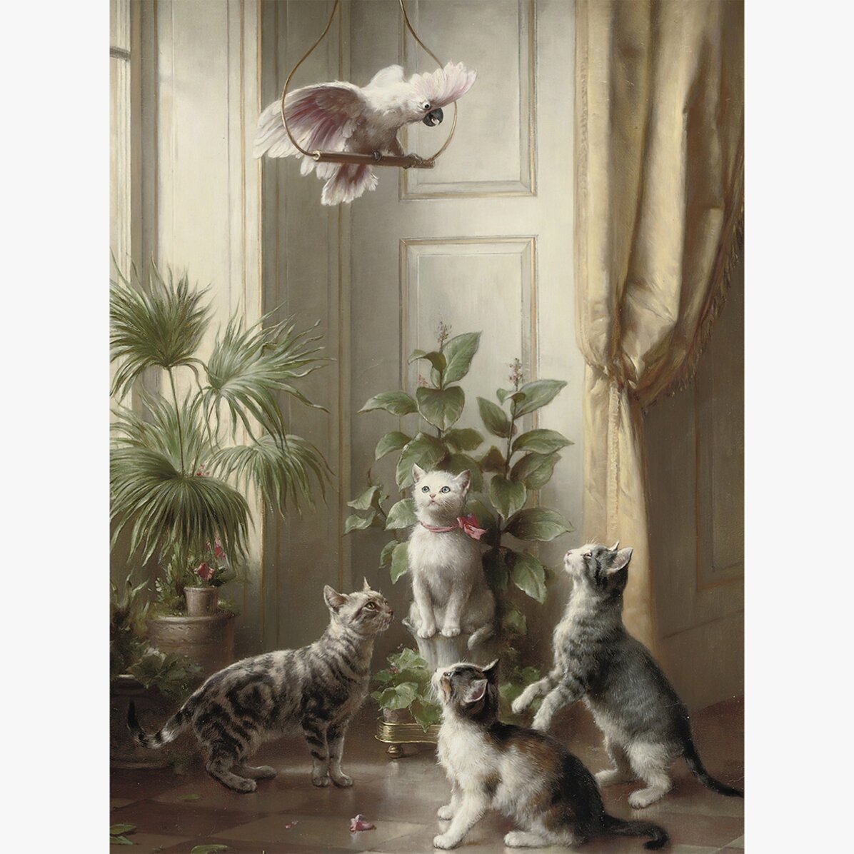 Affiche de Carl Reichert, « Chats et cacatoès », 1898