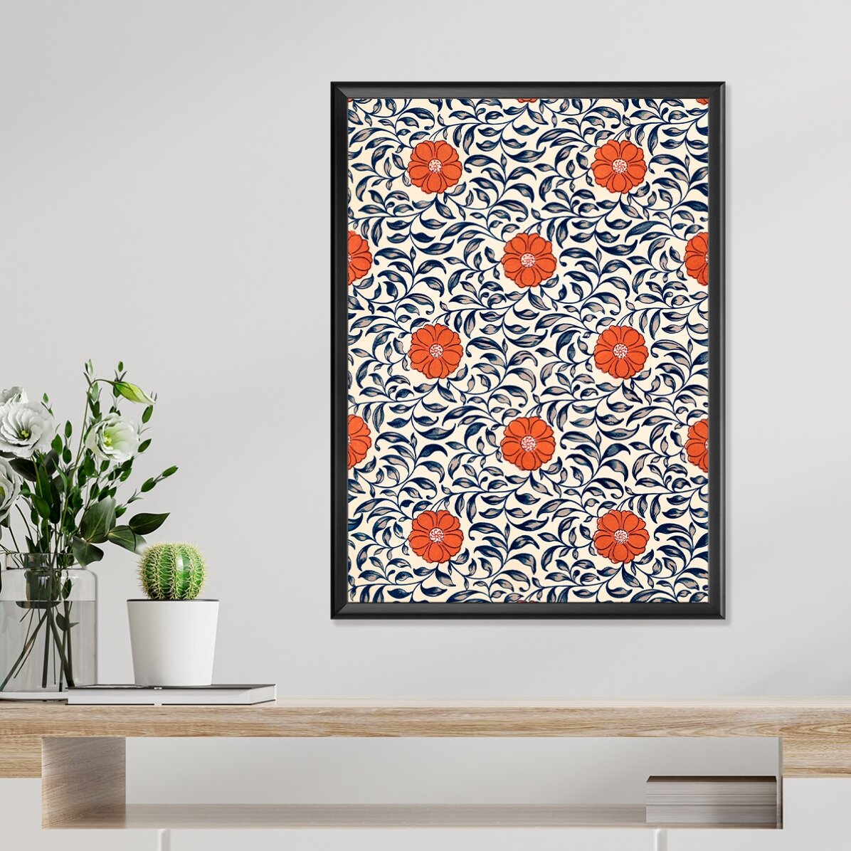 Affiche « Fleurs chinoises rouges »